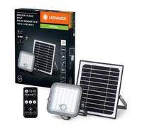 LEDVANCE LED-Solar-Außenleuchte Endura Outdoor schwarz mit Flutlicht und Solar-Panel, 5 m langes Kabel, mit Fernbedienung und PIR-Bewegungsmelder, 10 W, 1400 lm, 840, 4000 K Lichtfarbe, EEK A