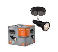 LEDVANCE LED SPOT GU10 1 x 3,4W, 230lm, negro, temperatura de color 2700K, blanco cálido, diseño atemporal, lámpara LED reemplazable, ideal para espacios interiores, CRI 90, cabezales ajustables