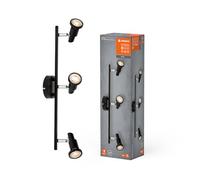 LEDVANCE LED SPOT GU10 3 x 3,4W, 690lm, negro, temperatura de color 2700K, blanco cálido, diseño atemporal, lámpara LED reemplazable, ideal para espacios interiores, CRI 90, cabezales ajustables