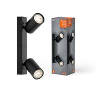 LEDVANCE LED SPOT OCTAGON 2 x 3,4W, GU10, 460lm, negro, temp. color 2700K, blanco cálido, atemporal, lámpara LED reemplazable, ideal para espacios interiores, CRI 90, cabezales ajustables, regulable