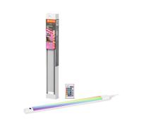 LEDVANCE Linear Edge Sensor Luminaria bajo mueble de alto voltaje con RGBW, 30cm, regulable, 8W, 460lm, 3000K, luz blanca cálida, aluminio blanco, IP20, mando a distancia blanco