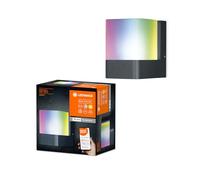 LEDVANCE Luz exterior LED inteligente para pared con tecnología WiFi para exterior, colores RGB intercambiables, fabricada en aluminio gris oscuro, compatible con Google y Alexa, SMART+ WIFI CUBE WALL