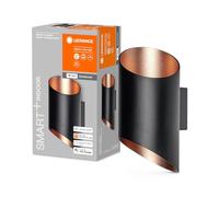 LEDVANCE ORBIS CYLINDRO SMART+ Wi-Fi, luminaria LED regulable de pared para interiores, 12W, temperatura de color 3000-6500K, 600 lúmenes, blanco/dorado, cilindro con biseles asimétricos, 20x12cm