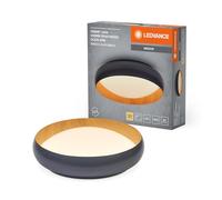 LEDVANCE ORBIS Livia lámpara de techo LED con aro de metal, decoración gris/madera, 24W, 1200lm, 3000K, 430mm, 830 blanco cálido, regulable en 3 niveles haciendo clic, IP20, tornillos/tacos incluidos