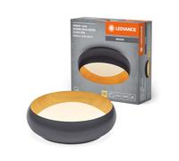 LEDVANCE ORBIS Livia lámpara de techo LED con aro de metal, decoración gris/madera, 16W, 750lm, 3000K, 300mm, 830 blanco cálido, regulable en 3 niveles haciendo clic, IP20, tornillos/tacos incluidos