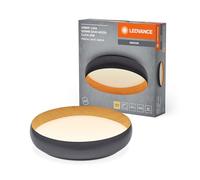 LEDVANCE ORBIS Livia lámpara de techo LED con aro de metal, decoración gris/madera, 36W, 2000lm, 3000K, 520mm, 830 blanco cálido, regulable en 3 niveles haciendo clic, IP20, tornillos/tacos incluidos