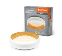 LEDVANCE ORBIS Livia lámpara de techo LED con aro de metal, decoración blanco/madera, 16W, 750lm, 3000K, 300mm, 830 blanco cálido, regulable en 3 niveles haciendo clic, IP20, tornillos/tacos incluidos
