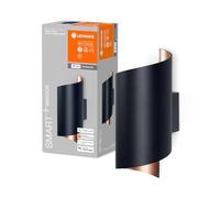 LEDVANCE ORBIS TWIST SMART+ Wi-Fi, lámpara LED de pared regulable, 12W, temperatura de color de 3000-6500K, 600 lúmenes, combinación de colores negro/cobre, forma cilíndrica invertida, 23x12cm