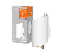 LEDVANCE ORBIS TWIST SMART+ Wi-Fi, lámpara LED de pared regulable, 12W, temperatura de color de 3000-6500K, 600 lúmenes, combinación de colores blanco/dorado, forma cilíndrica invertida, 23x12cm