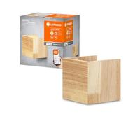LEDVANCE ORBIS WOOD SMART+ Wi-Fi Leuchte, dimmbare LED Innenwandleuchte, 7W Beleuchtung, Farbtemperatur von 3000-6500K, 600 Lumen, Quadratform aus Echtholz, 11x11cm