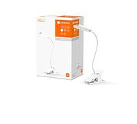 LEDVANCE Lámpara de mesa y lectura móvil PANAN Clip, blanco, 5,2W,130lm, alimentado por batería, clip y cabezal flexible, módulo LED con luz blanco neutro (4000K), sensor táctil para encendido/apagado