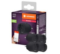 LEDVANCE SMART+ Enchufe inteligente para interiores con tecnología ZigBee, integra dispositivos tradicionales en el hogar inteligente, compatible con Alexa o Google, negro, paquete de 4
