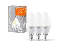 LEDVANCE Smarte LED-Lampe mit WiFi Technologie, Sockel E14, Dimmbar, Warmweiß (2700 K), ersetzt Glühlampen mit 40 W, SMART+ WiFi Candle Dimmable, 3er-Pack