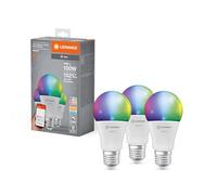LEDVANCE Smarte LED-Lampe mit WiFi Technologie, Sockel E27, Dimmbar, Lichtfarbe änderbar (2700-6500K), RGB Farben änderbar, ersetzt Glühlampen mit 100 W, SMART+ WiFi Classic Multicolour, 3er-Pack