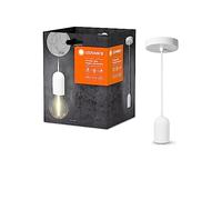 LEDVANCE Vintage 1906 Pendelleuchte ROUND PLASTER E27, weiß, max. 25W (LED 15W), E27 Sockel, runder Baldachin, Innenraum-Pendelleuchte, Kombination mit 1906 Vintage- oder smarten Lampen