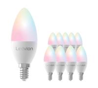 Ledvion - 10X Lámparas LED E14 SMART RGB+CCT, 5W, 470 Lúmenes, Iluminación Wi-Fi, Regulable, Alexa y Google Home
