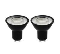 Ledvion - 2X Spot LED GU10 Regulable Negro, 3W, 2700K, 345 Lúmenes, SMD LED Chips, Vidrio Completo, Bajo Consumo