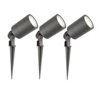 Ledvion - 3X Focos LED de Jardín, Antracita, IP65, 5W, 4000K, 2M de Cable, Spots LED, Spots de Jardín