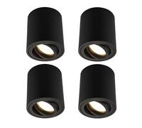 Ledvion 4 piezas foco LED de superficie negro redondo 3W blanco calido