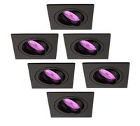 Ledvion 6 piezas downlight LED negro RGB regulable WiFi | Medida de empotrar Ø92mm; Para interiores secos; Color y brillo ajustables mediante app o control smart