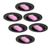 Ledvion - 6X Focos LED Inteligentes Empotrados Amsterdam, Negro, Regulables, Redondos, RGBWW, 2 Años de Garantía