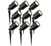 Ledvion - 9X Focos LED de Jardín, 2700K, Negro, 5W, IP65, In onexión Rápida