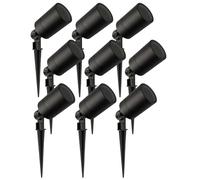 Ledvion - 9X Focos LED de Jardín, Casquillo GU10, Negro, 5W, IP65, Incl. Conexión Rápida
