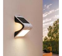 Ledvion aplique solar LED con sensor blanco 1,5W blanco cálido IP65 | Luz ambiental sin cables para fachada, valla, entrada y terraza