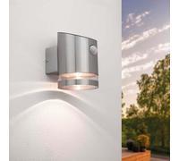 Ledvion - Applique Solare LED da Parete Elara con Sensor, 3000K, IP44, Acero Inoxidable, Lámpara Exterior, Lámpara Solar Decorativa, Iluminación de Jardín