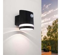 Ledvion - Applique Solare LED da Parete, Incluye Sensor de Movimiento, 3000K, IP44, Negra, Elara, Lámpara Exterior, Luz Ambiental, Iluminación de Jardín