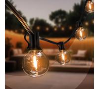 Ledvion - Guirnalda, 30M, 50x E12 LED, Resistente al Agua IP44, 15W, 2700K, Guirnalda Exterior