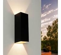 Ledvion - Lámpara de Pared LED, 9W, 800 Lúmenes, 3000K, IP54, Negra y Cuadrada, Luz Up&Down Doble, Lámpara Exterior, Lámpara Decorativa, Iluminación de Jardín