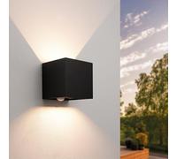 Ledvion - Lámpara de Pared LED con Sensor, 3000K, 2X3W, Luz Up&Down, IP44, Negra, Acero Inoxidable, Lámpara Exterior