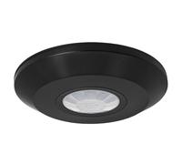 Ledvion - Sensor de Movimiento Negro, Superficie, con Interruptor Crepuscular, Montaje en Techo, IP20, Control de Luz 360°, Alcance de 8m, Sensor de Luz Incorporado