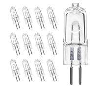 LedWekei Bombillas halógenas G5.3, bombilla de 220 V, 50 W, bombilla de cápsula transparente de 2 pines, bombillas de luz blanca cálida regulables de 2700 K (paquete de 12)