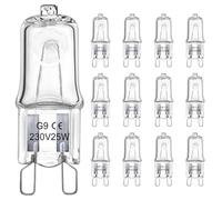LedWekei Bombillas Halógenas G9, 220 V, 25 W, Cápsula Transparente de 2 Pines, Luz Blanca Cálida Regulable de 2700 K (Paquete de 12)