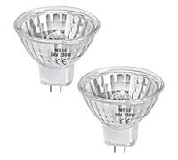 LedWekei Bombillas halógenas Gu5.3, bombilla halógena mr16 de 24 V, 250 W, bombillas de luz blanca cálida regulables de 2700 K (paquete de 2 copas reflectoras de rejilla)