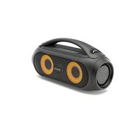 Ledwood Xtreme 250 - Altavoz Bluetooth TWS portátil con correa - Altavoz inalámbrico potente con luces LED pulsadas - Super Bass - IPX5 - AUX - Puerto USB - Radio FM - Negro