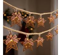 LEDYA Estrella Guirnalda de Luces a Pilas, 2 Piezes, 2M, 10 LEDs | Luces de Navidad Cuerda de Cáñamo, diseño vintage de metal, temporizador de 6 horas, ideal para decoración Navideña