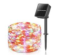 LEDYA Luces Solares Para Exteriores, 12 + 2 M 120 Luces Led Para Exteriores, Impermeables, 8 Modos De IluminacióN, Decoraciones De JardíN, Terrazas, Bodas, (Coloridas)