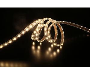 LEDZEIT - Profi Serie -Banda de luz LED 20m, exterior e interior, blanco cálido, regulable, 230V, resistente al agua IP65, instalación, balcón, terraza, fachadas, edificios, iluminación de tiendas