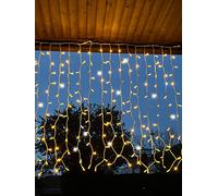 LEDZEIT - Profi Serie - Cortina de luces LED exterior e interior, cadena de extensión sin cable de alimentación, 1 x 1,5 m, 10 flash LED, blanco cálido, IP67, para Navidad, bodas, decoración