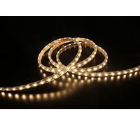 LEDZEIT - Profi Serie - Tiras de luz LED 10m Con Enchufe, exterior e interior, blanco cálido 3000K, 60LED/M, SMD2835, IP65, regulable, expandible, flexible, para escaleras, paredes, techos