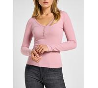 Lee LS Henley Camiseta, Rojo (Pretty Plum), S para Mujer