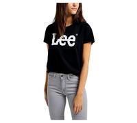 Lee Logo tee Camiseta, Negro, X-Small para Mujer