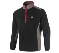 Lee Cooper para hombre Ropa de trabajo LCTOP303 Zip Neck térmica anti píldora Detalle Fleece Pullover trabajo suéter del puente superior con reflexivo, Negro/Gris, Medio