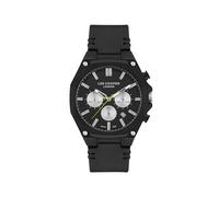 Lee Cooper LC07318.651 - Reloj de Cuarzo para Hombre, Pantalla multifunción y Correa de Piel, Color Negro, Correa, Negro, Correa