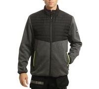 Lee Cooper LCJKT460 Chaqueta de Trabajo con Capucha y Cremallera en el Cuerpo y las Mangas con Canesú Acolchado para Hombre, Negro/Gris Jaspeado, XL