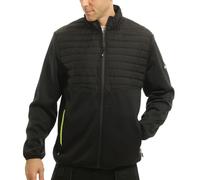 Lee Cooper LCJKT460 Chaqueta de Trabajo con Capucha y Cremallera en el Cuerpo y las Mangas con Canesú Acolchado para Hombre, Negro/Negro, 2XL