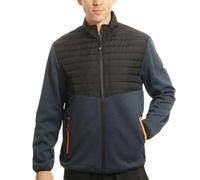 Lee Cooper LCJKT460 Chaqueta de Trabajo con Capucha y Cremallera en el Cuerpo y las Mangas con Canesú Acolchado para Hombre, Negro/Azul Jaspeado, XL